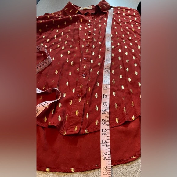 Luna Moon Rusty Red Gold Leaf Blouse Size Medium - Picture 8 of 10